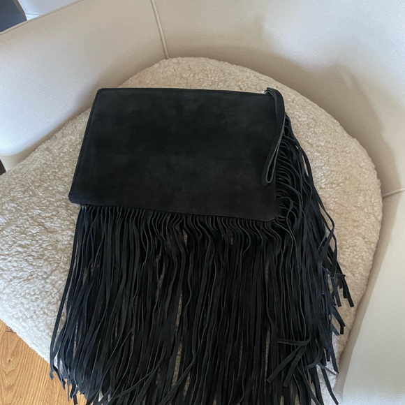 Zara Black Suede Fringe Clutch - Picture 3 of 4